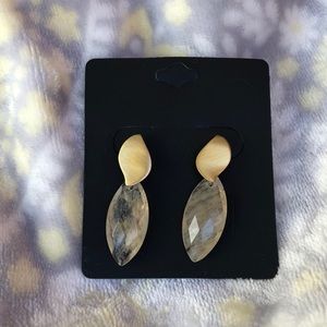 Elegant gold plated natural stone earrings (clear)